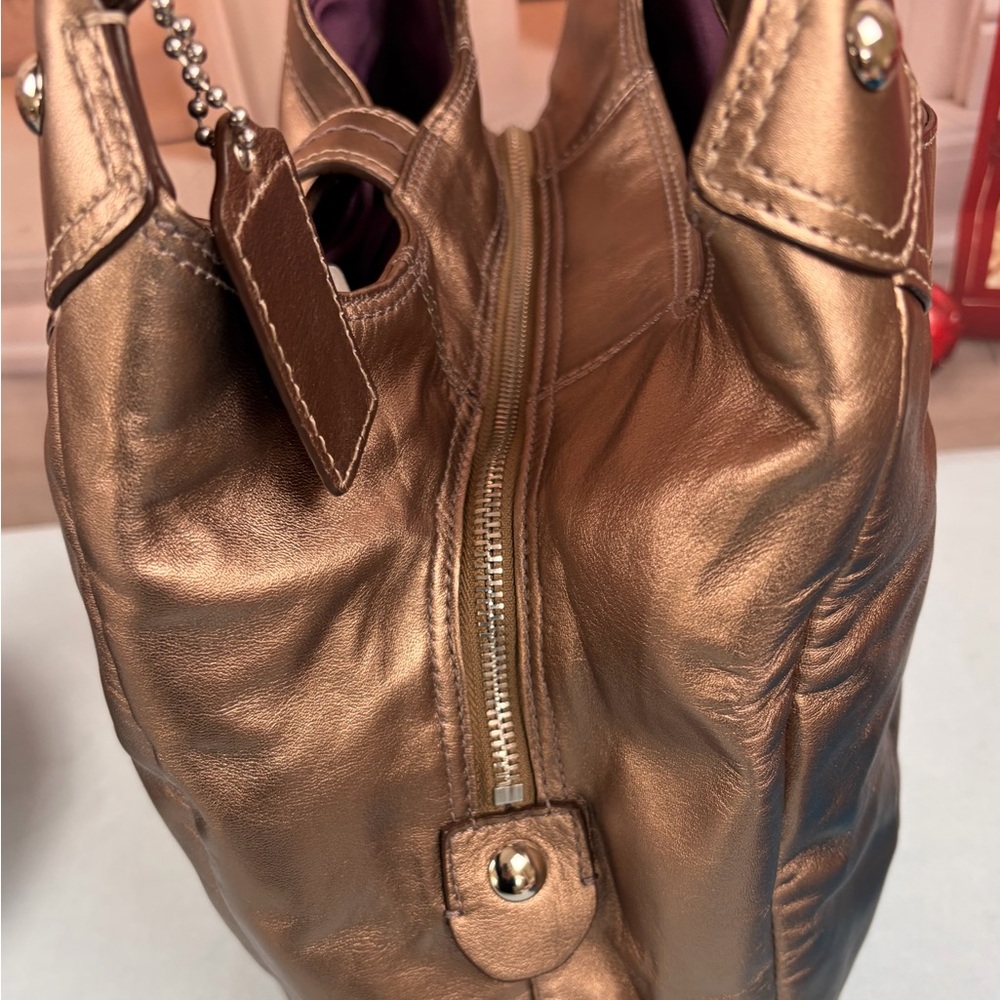 Coach Soho Metallic Gold Leather Shoulder Bag - Picture 7 of 15